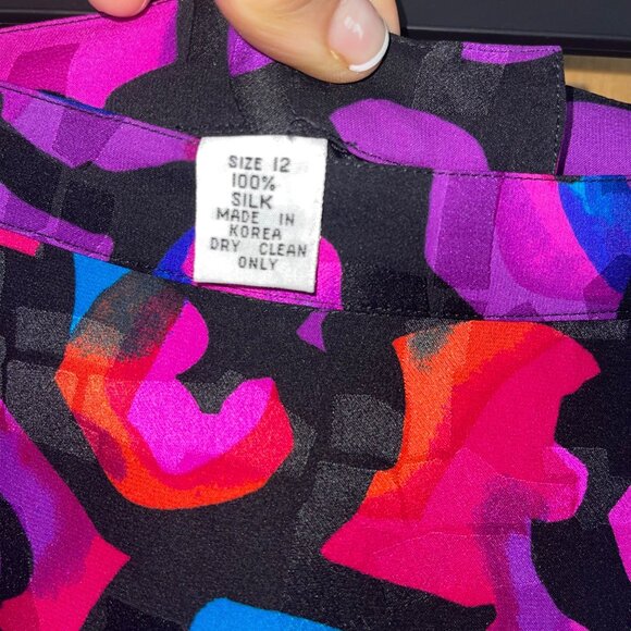 A J Bari Vintage Womens Skirt Suit Jacket Size 12 Black Balloon Sleeve Peplum - Picture 11 of 16